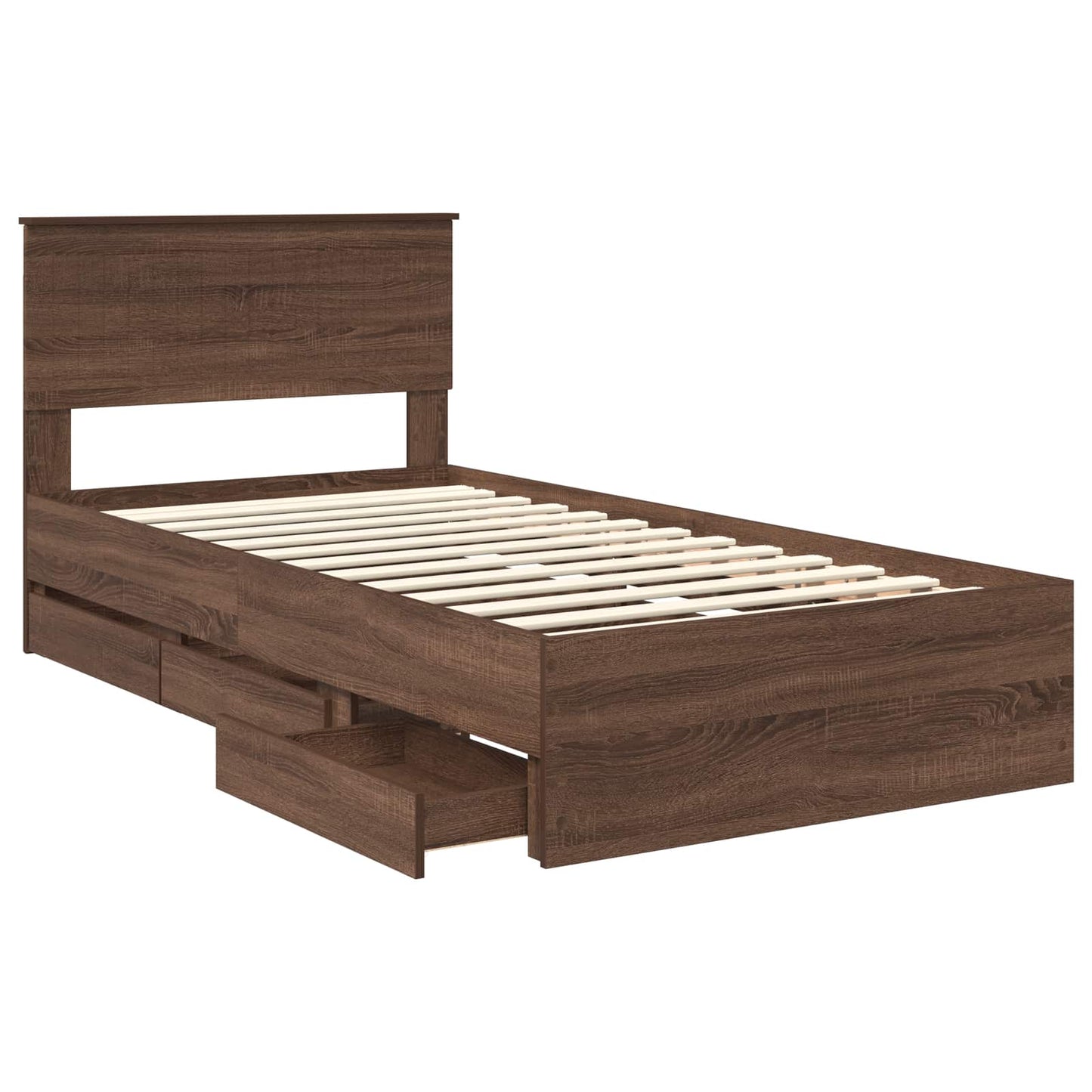 vidaXL Bettrahmen Braun Eichen-Optik 100 x 200 cm Ingenieurs Holz
