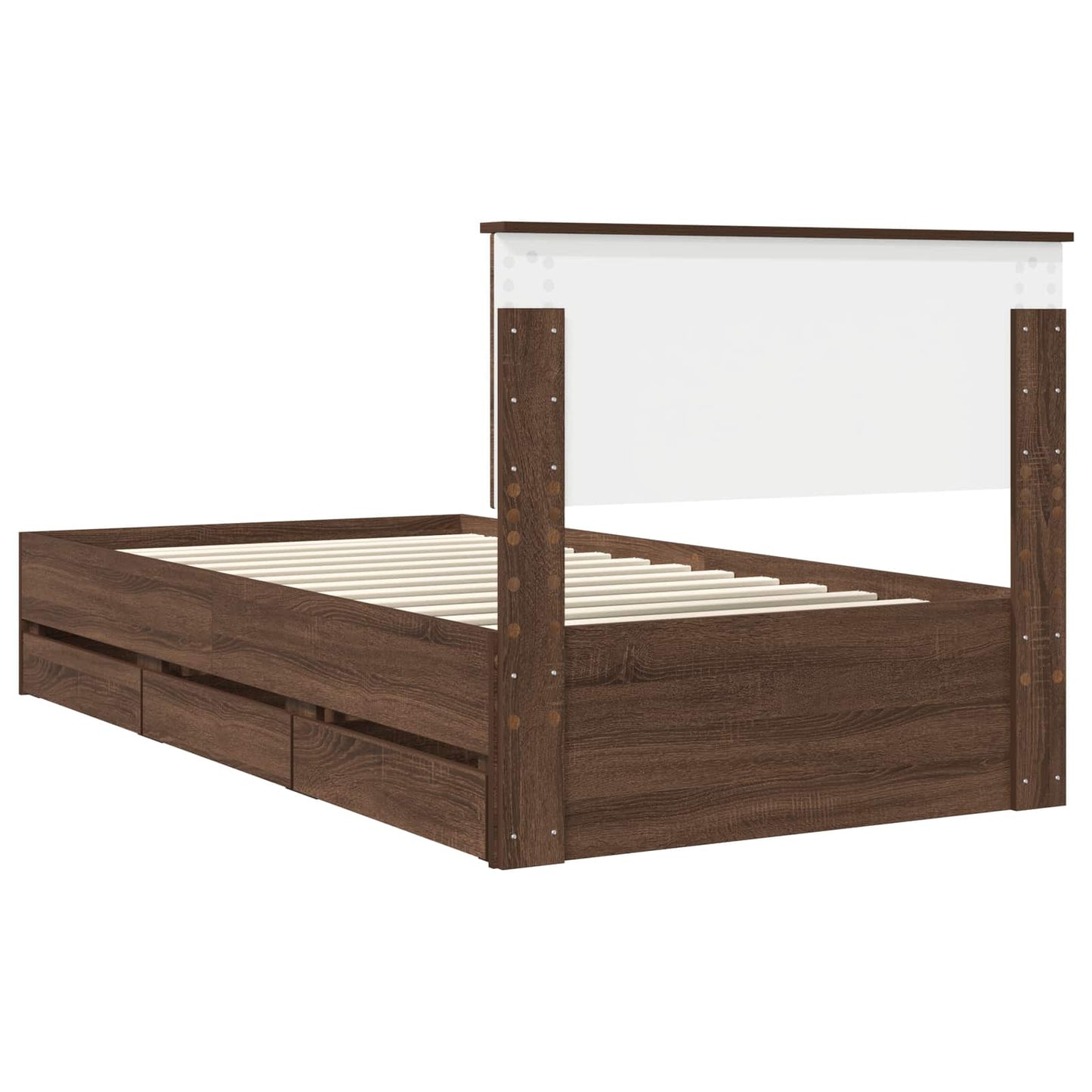 vidaXL Bettrahmen Braun Eichen-Optik 100 x 200 cm Ingenieurs Holz