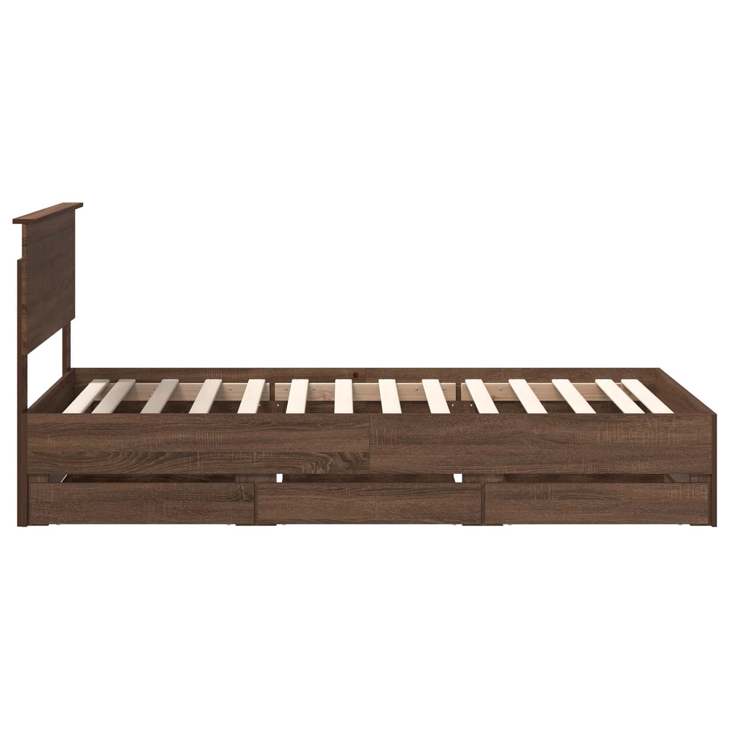 vidaXL Bettrahmen Braun Eichen-Optik 100 x 200 cm Ingenieurs Holz