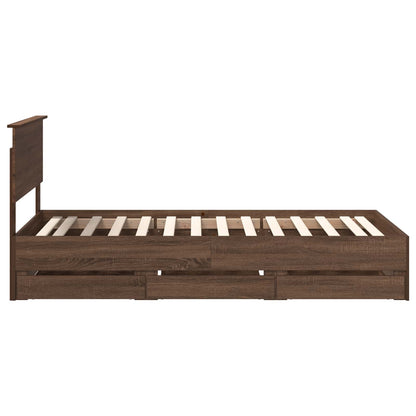 vidaXL Bettrahmen Braun Eichen-Optik 100 x 200 cm Ingenieurs Holz