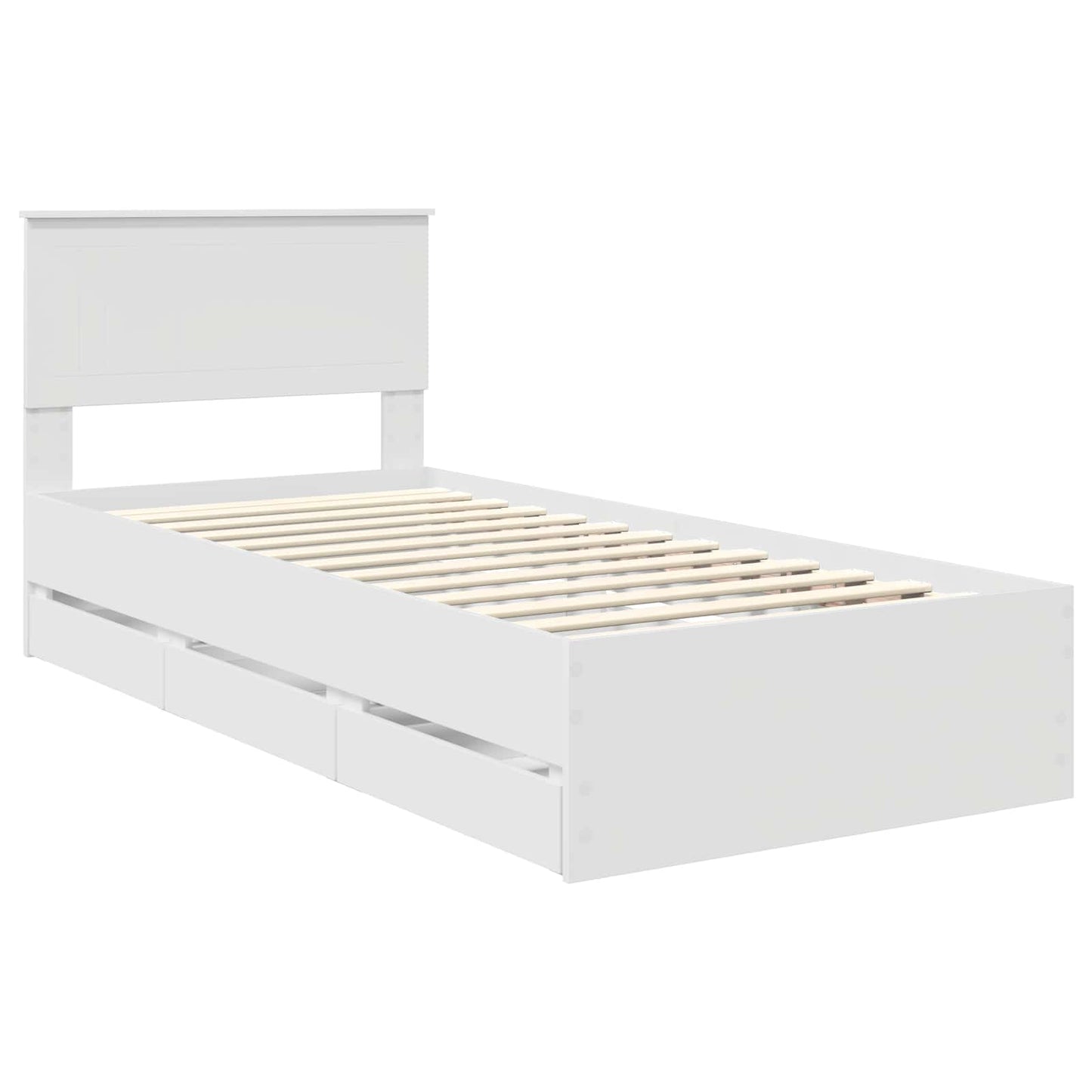 vidaXL Bettrahmen mit Schubladen Weiß 90 x 190 cm Ingenieurs Holz
