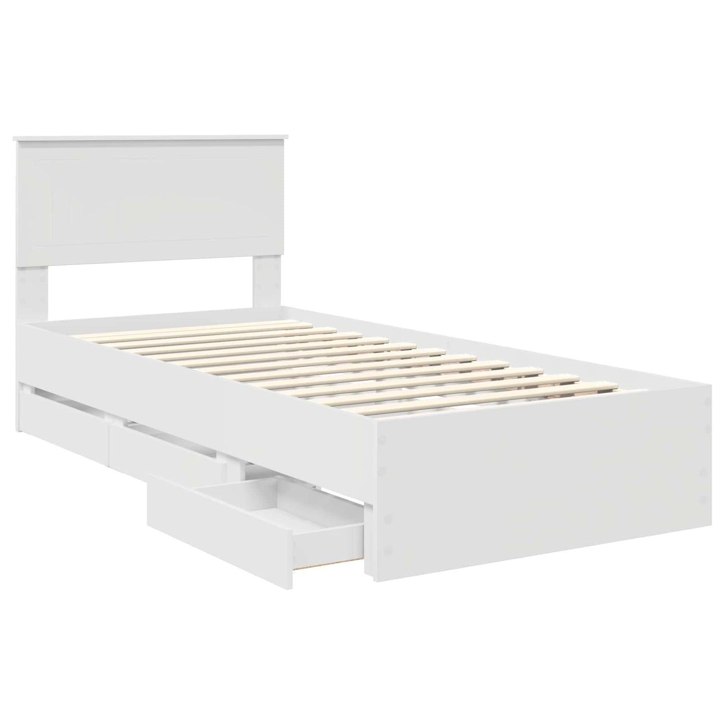 vidaXL Bettrahmen mit Schubladen Weiß 90 x 190 cm Ingenieurs Holz