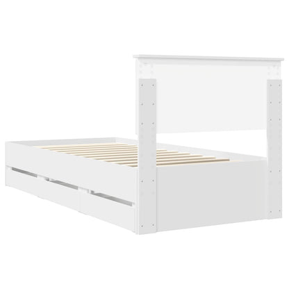 vidaXL Bettrahmen mit Schubladen Weiß 90 x 190 cm Ingenieurs Holz