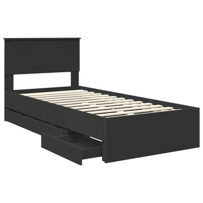 vidaXL Bettrahmen mit Schubladen Schwarz 90 x 190 cm Ingenieurs Holz