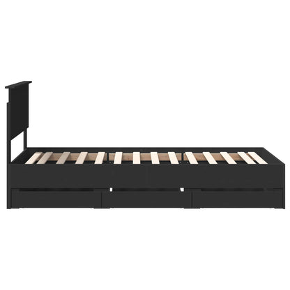 vidaXL Bettrahmen mit Schubladen Schwarz 90 x 190 cm Ingenieurs Holz