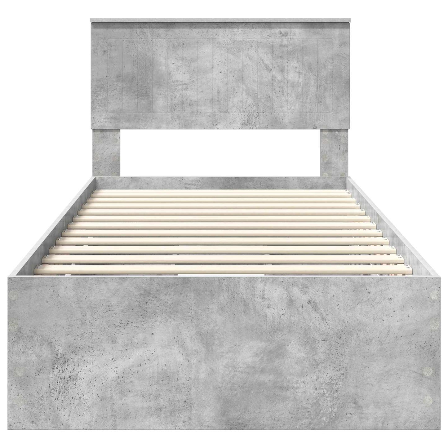 vidaXL Bettrahmen mit Kopfteil Beton Grau 90 x 190 cm Ingenieurs Holz