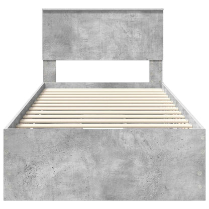 vidaXL Bettrahmen mit Kopfteil Beton Grau 90 x 190 cm Ingenieurs Holz