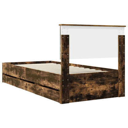 vidaXL Bettrahmen Geräucherte Eiche 90 x 190 cm Ingenieurs Holz