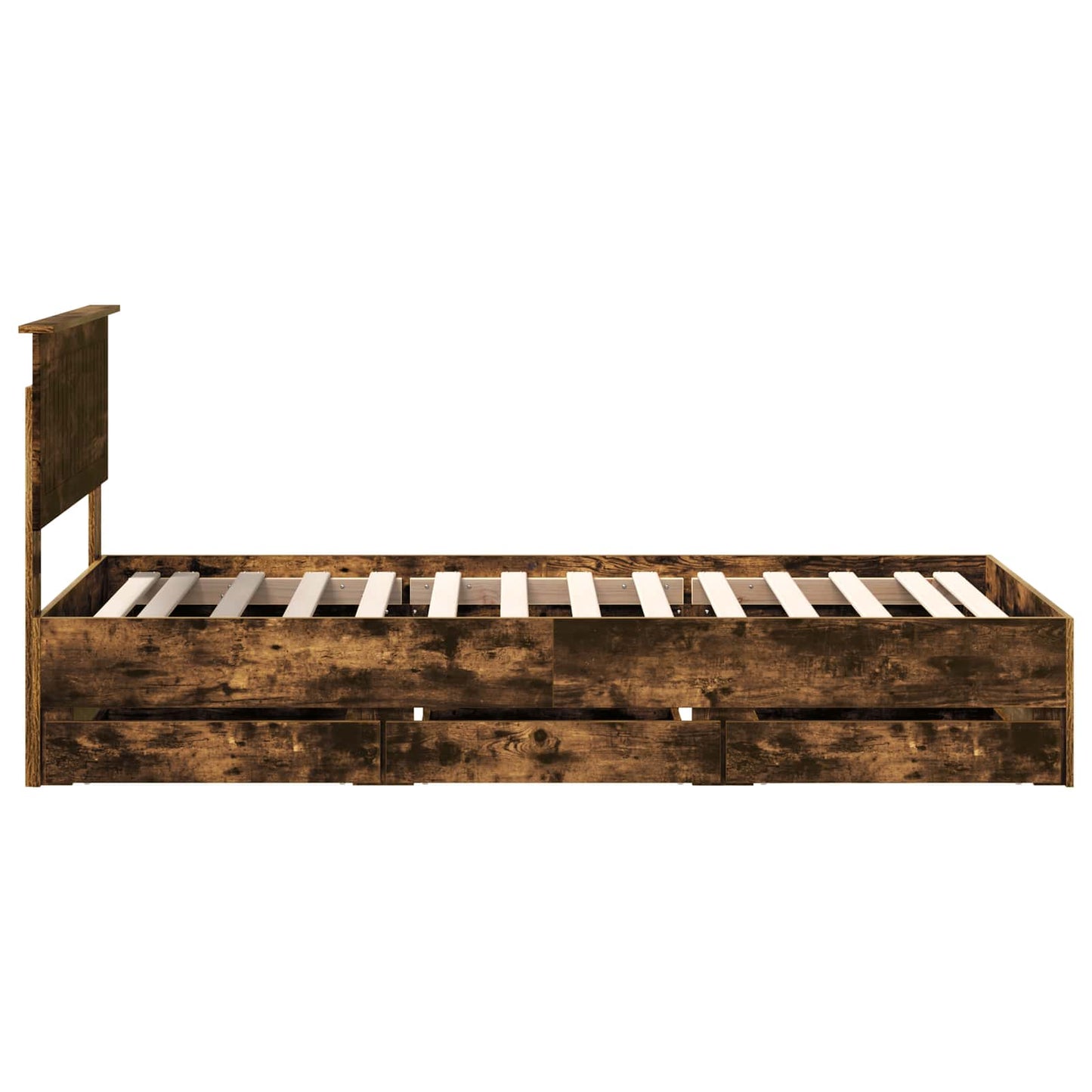 vidaXL Bettrahmen Geräucherte Eiche 90 x 190 cm Ingenieurs Holz