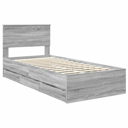 vidaXL Bettrahmen Graues Sonoma 90 x 190 cm Ingenieurs Holz