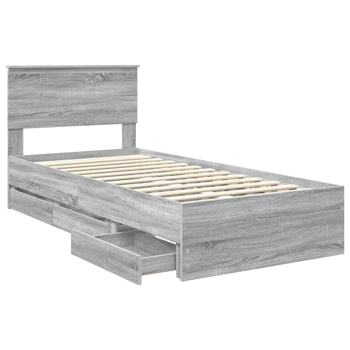 vidaXL Bettrahmen Graues Sonoma 90 x 190 cm Ingenieurs Holz