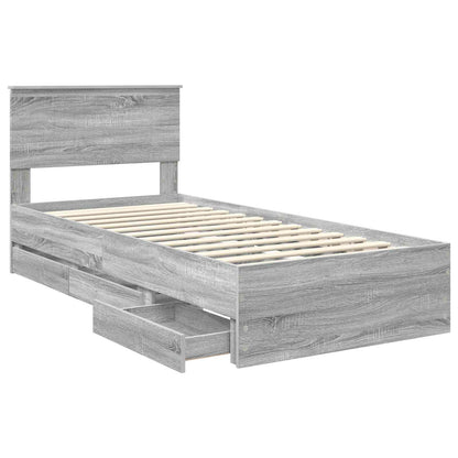 vidaXL Bettrahmen Graues Sonoma 90 x 190 cm Ingenieurs Holz