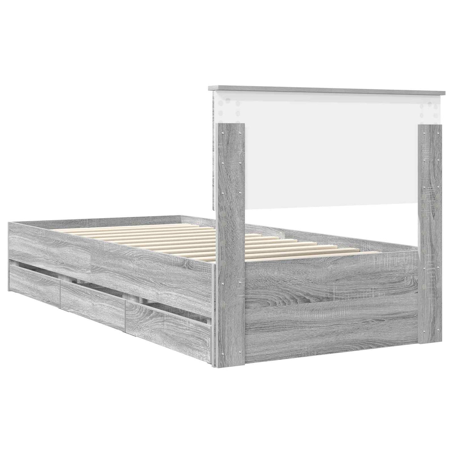 vidaXL Bettrahmen Graues Sonoma 90 x 190 cm Ingenieurs Holz