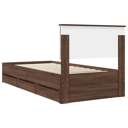 vidaXL Bettrahmen Braun Eichen-Optik 90 x 190 cm Ingenieurs Holz