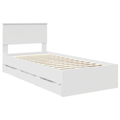 vidaXL Bettrahmen mit Schubladen Weiß 90 x 200 cm Ingenieurs Holz