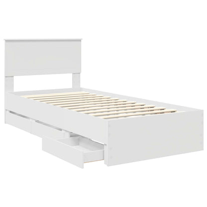 vidaXL Bettrahmen mit Schubladen Weiß 90 x 200 cm Ingenieurs Holz