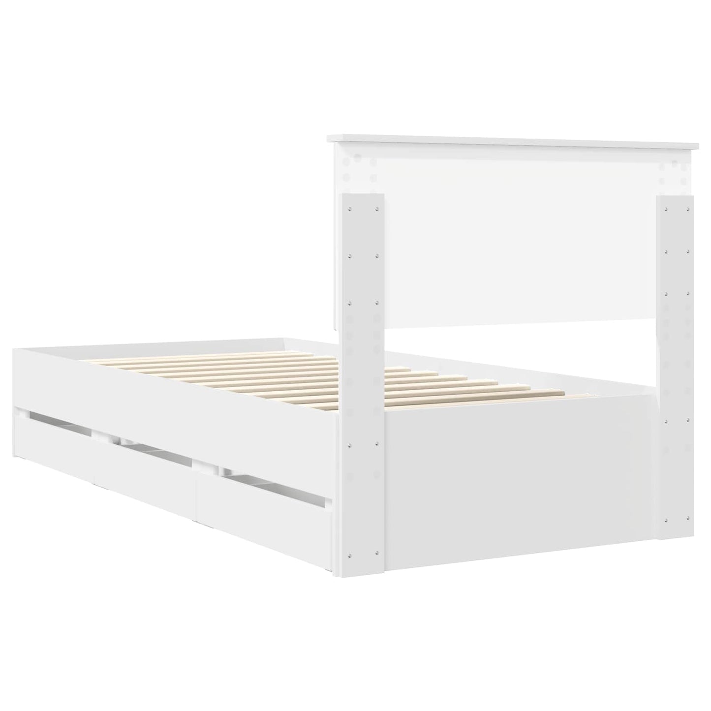 vidaXL Bettrahmen mit Schubladen Weiß 90 x 200 cm Ingenieurs Holz