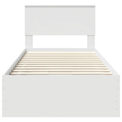 vidaXL Bettrahmen mit Schubladen Weiß 90 x 200 cm Ingenieurs Holz