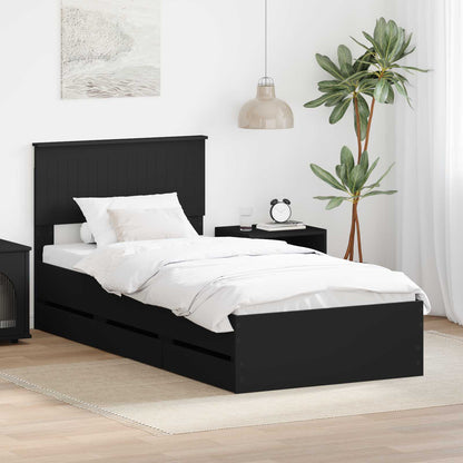 vidaXL Bettrahmen mit Schubladen Schwarz 90 x 200 cm Ingenieurs Holz