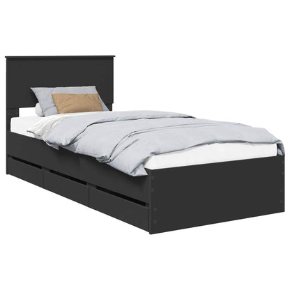 vidaXL Bettrahmen mit Schubladen Schwarz 90 x 200 cm Ingenieurs Holz