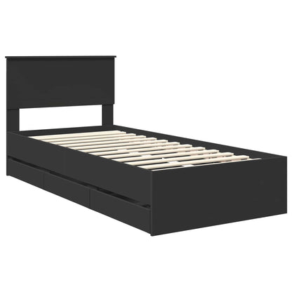 vidaXL Bettrahmen mit Schubladen Schwarz 90 x 200 cm Ingenieurs Holz