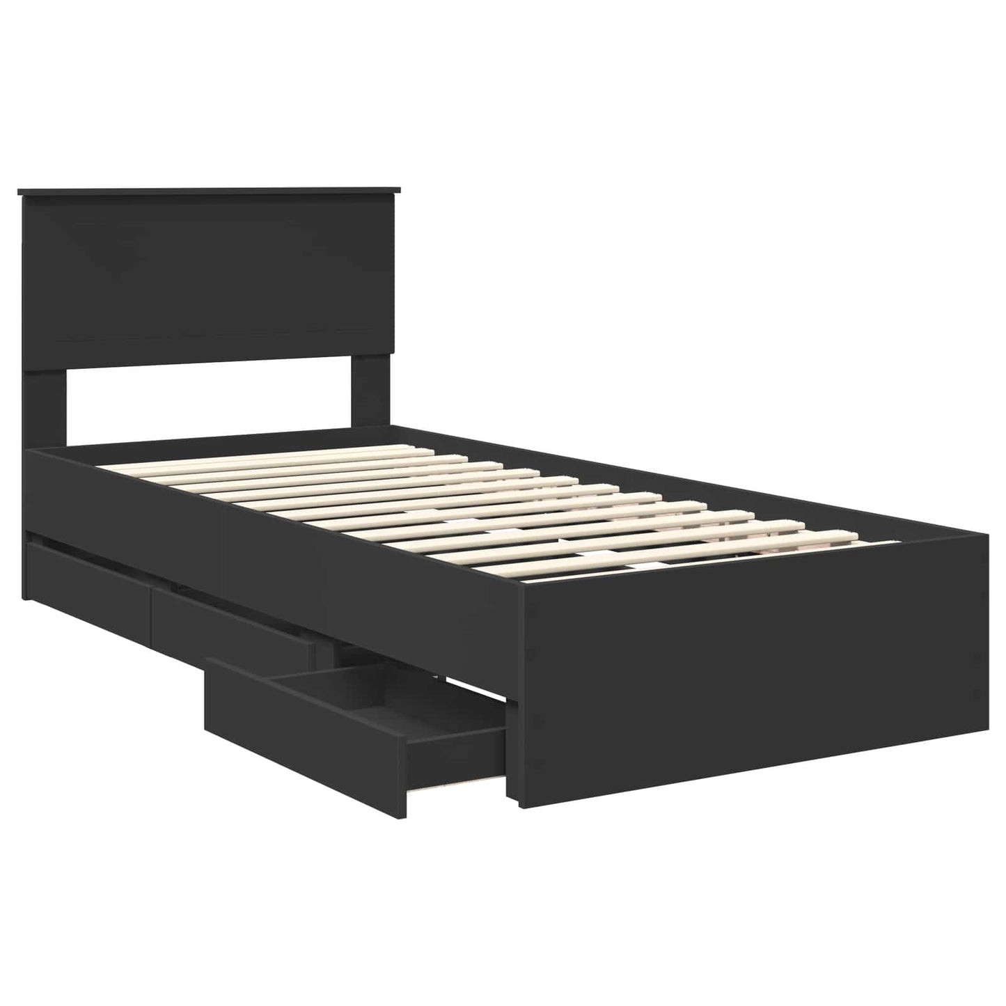 vidaXL Bettrahmen mit Schubladen Schwarz 90 x 200 cm Ingenieurs Holz