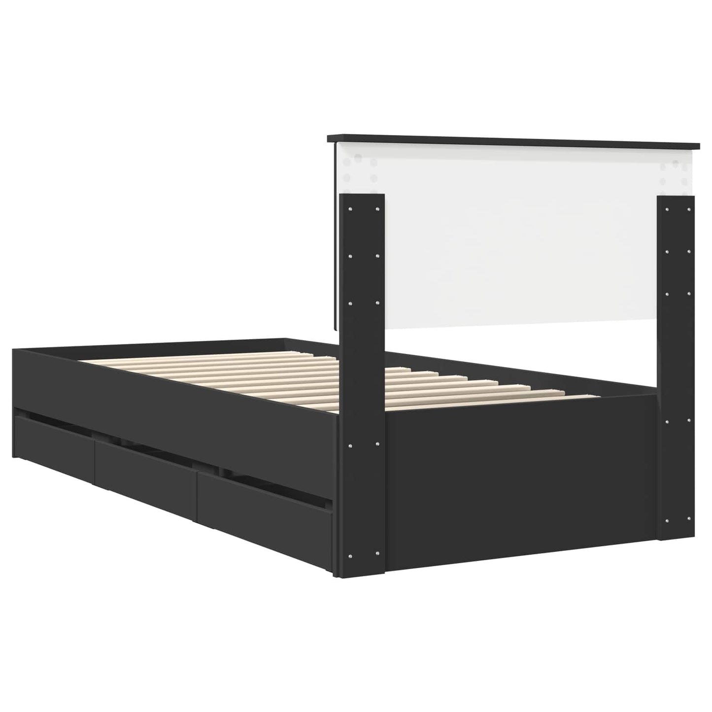 vidaXL Bettrahmen mit Schubladen Schwarz 90 x 200 cm Ingenieurs Holz