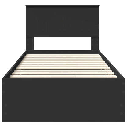 vidaXL Bettrahmen mit Schubladen Schwarz 90 x 200 cm Ingenieurs Holz