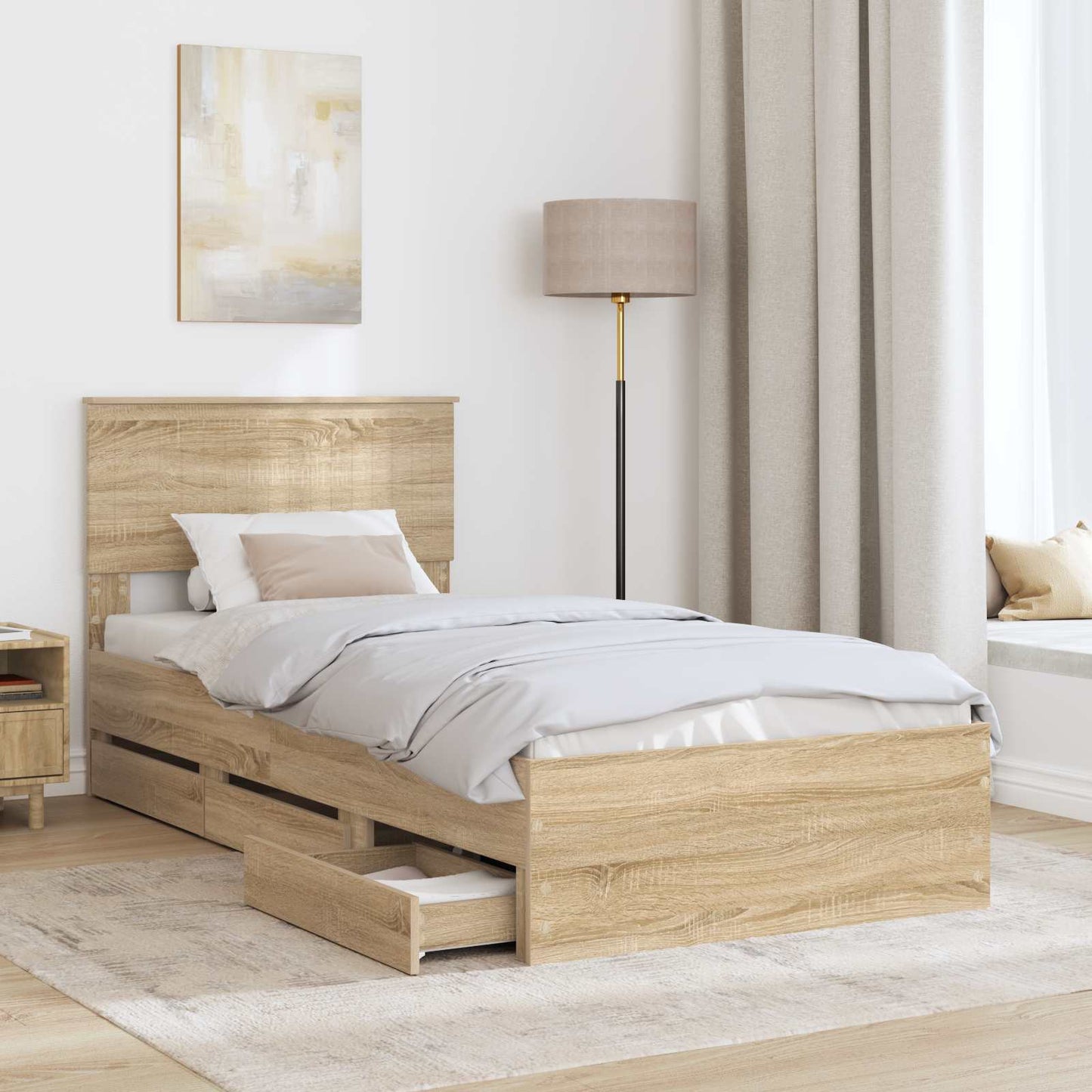 vidaXL Bettrahmen Sonoma-Eiche 90 x 200 cm Ingenieurs Holz