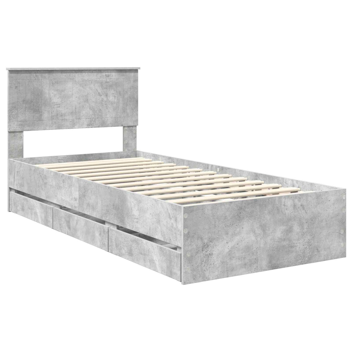 vidaXL Bettrahmen mit Kopfteil Beton Grau 90 x 200 cm Ingenieurs Holz