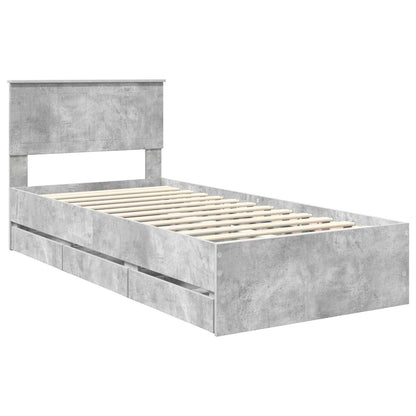 vidaXL Bettrahmen mit Kopfteil Beton Grau 90 x 200 cm Ingenieurs Holz