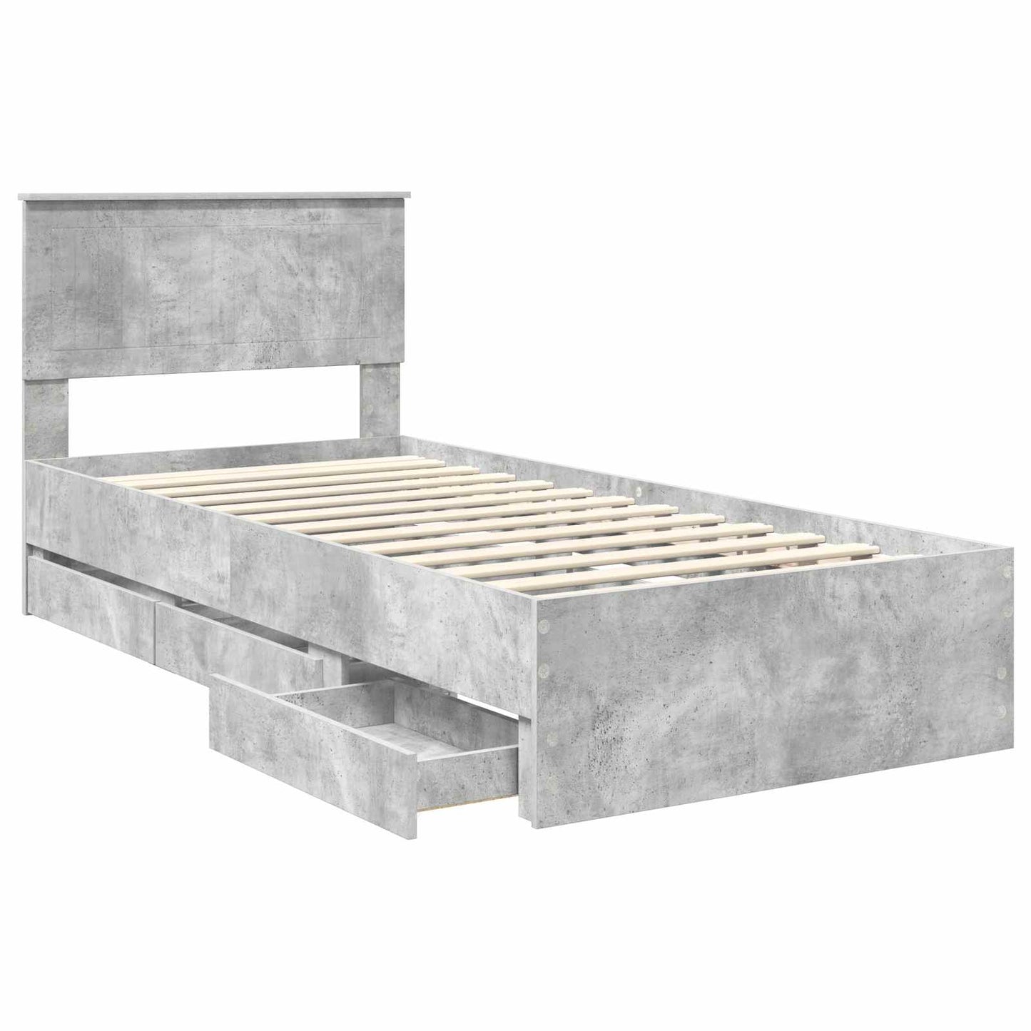 vidaXL Bettrahmen mit Kopfteil Beton Grau 90 x 200 cm Ingenieurs Holz