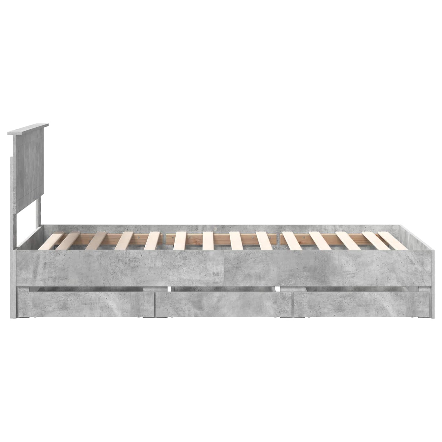 vidaXL Bettrahmen mit Kopfteil Beton Grau 90 x 200 cm Ingenieurs Holz