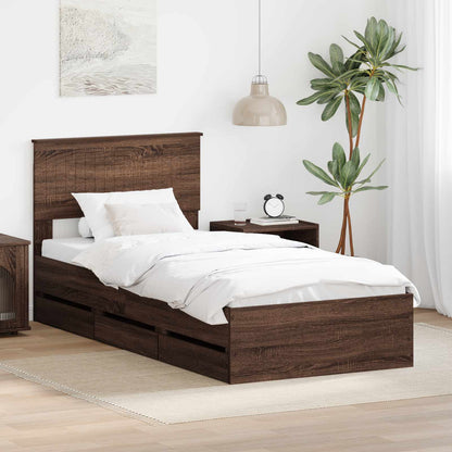 vidaXL Bettrahmen Braun Eichen-Optik 90 x 200 cm Ingenieurs Holz