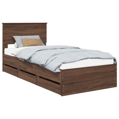 vidaXL Bettrahmen Braun Eichen-Optik 90 x 200 cm Ingenieurs Holz