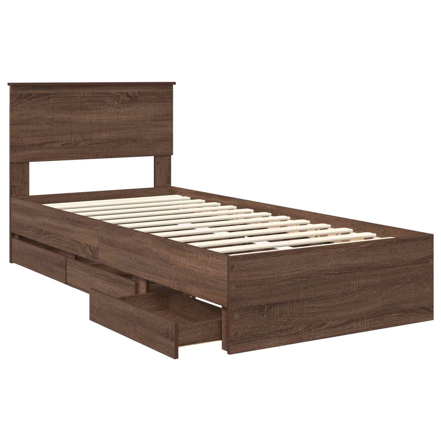 vidaXL Bettrahmen Braun Eichen-Optik 90 x 200 cm Ingenieurs Holz