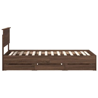 vidaXL Bettrahmen Braun Eichen-Optik 90 x 200 cm Ingenieurs Holz