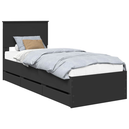 Bettrahmen mit Schubladen Schwarz 75 x 190 cm Ingenieurs Holz