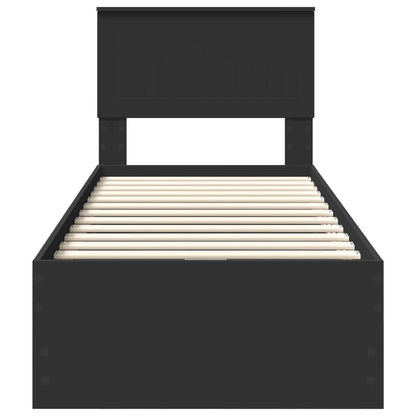 Bettrahmen mit Schubladen Schwarz 75 x 190 cm Ingenieurs Holz