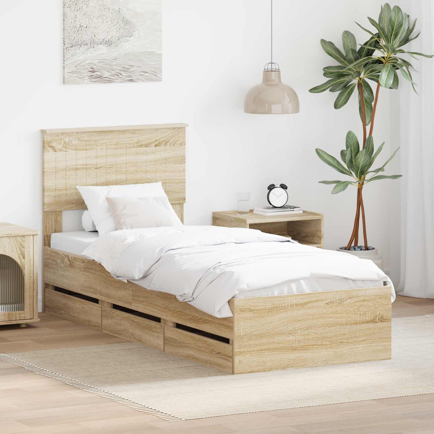 vidaXL Bettrahmen Sonoma-Eiche 75 x 190 cm Ingenieurs Holz
