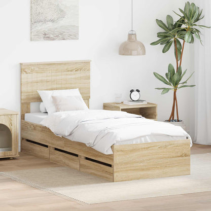 vidaXL Bettrahmen Sonoma-Eiche 75 x 190 cm Ingenieurs Holz