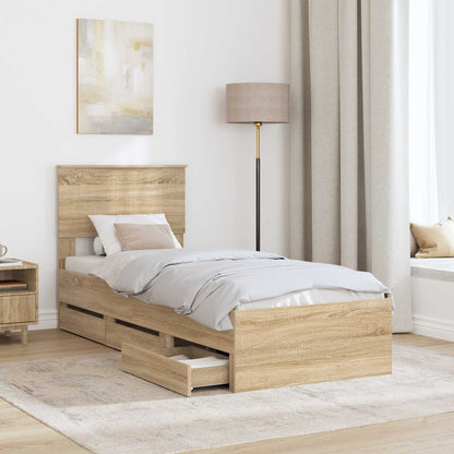 vidaXL Bettrahmen Sonoma-Eiche 75 x 190 cm Ingenieurs Holz