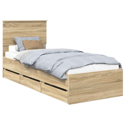 vidaXL Bettrahmen Sonoma-Eiche 75 x 190 cm Ingenieurs Holz