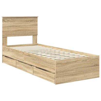 vidaXL Bettrahmen Sonoma-Eiche 75 x 190 cm Ingenieurs Holz