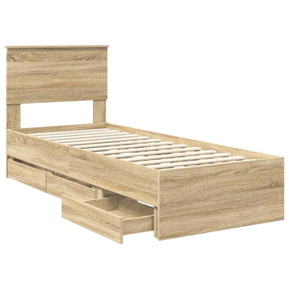 vidaXL Bettrahmen Sonoma-Eiche 75 x 190 cm Ingenieurs Holz