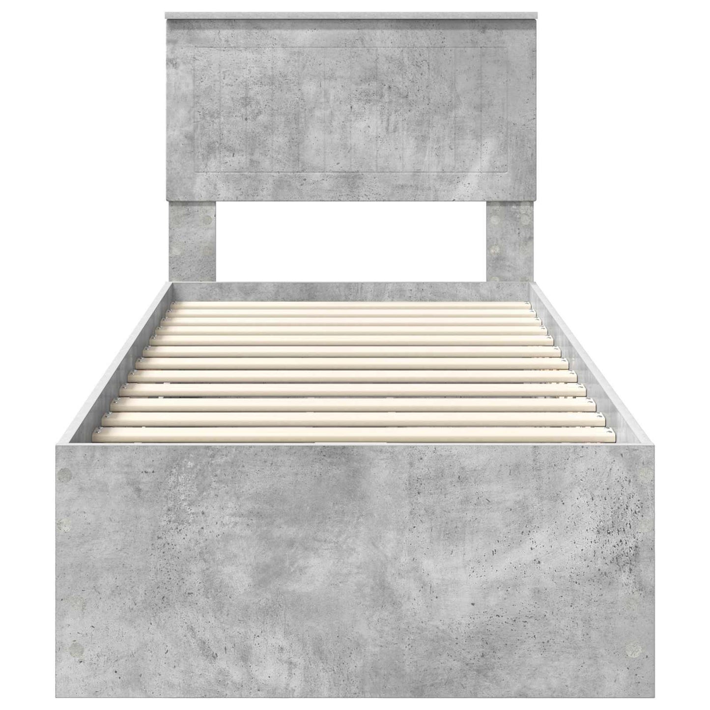 Bettrahmen mit Kopfteil Beton Grau 75 x 190 cm Ingenieurs Holz