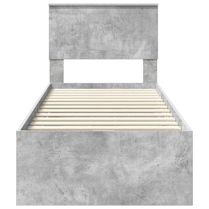 Bettrahmen mit Kopfteil Beton Grau 75 x 190 cm Ingenieurs Holz