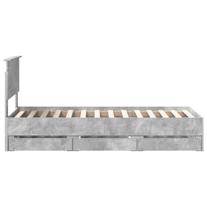 Bettrahmen mit Kopfteil Beton Grau 75 x 190 cm Ingenieurs Holz