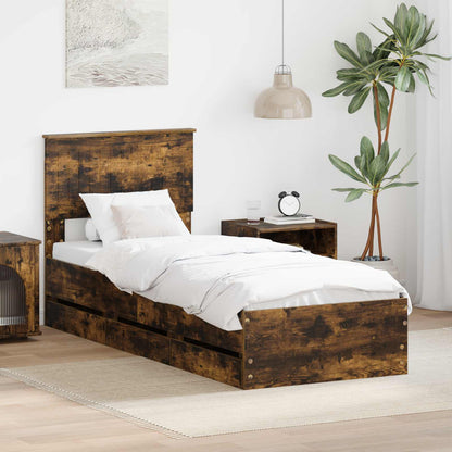 vidaXL Bettrahmen Geräucherte Eiche 75 x 190 cm Ingenieurs Holz