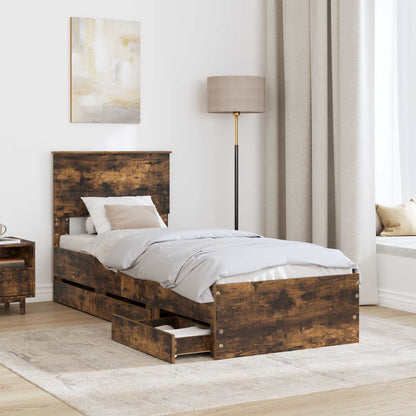 vidaXL Bettrahmen Geräucherte Eiche 75 x 190 cm Ingenieurs Holz